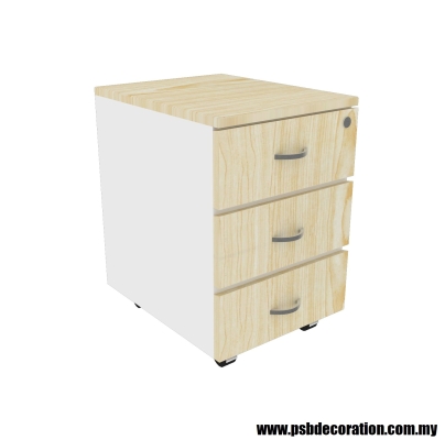 Low 3 Drawers Cabinet - 3D (Maple + White)