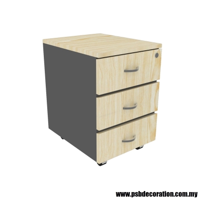 Low 3 Drawers Cabinet -  3D (Maple + Graphite)