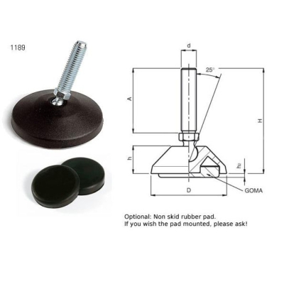 [ONLY EMAIL QUOTE] TECNODIN ADJUSTABLE FEET. THREADED STEEL STUD M12X70MM TECN-1189-05804