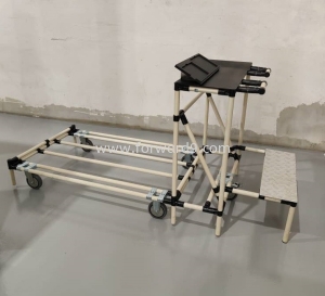 ABS Pipe & Joint Work Trolley with Foldable Chequered Plate Stand Platform and Acrylic Holder 