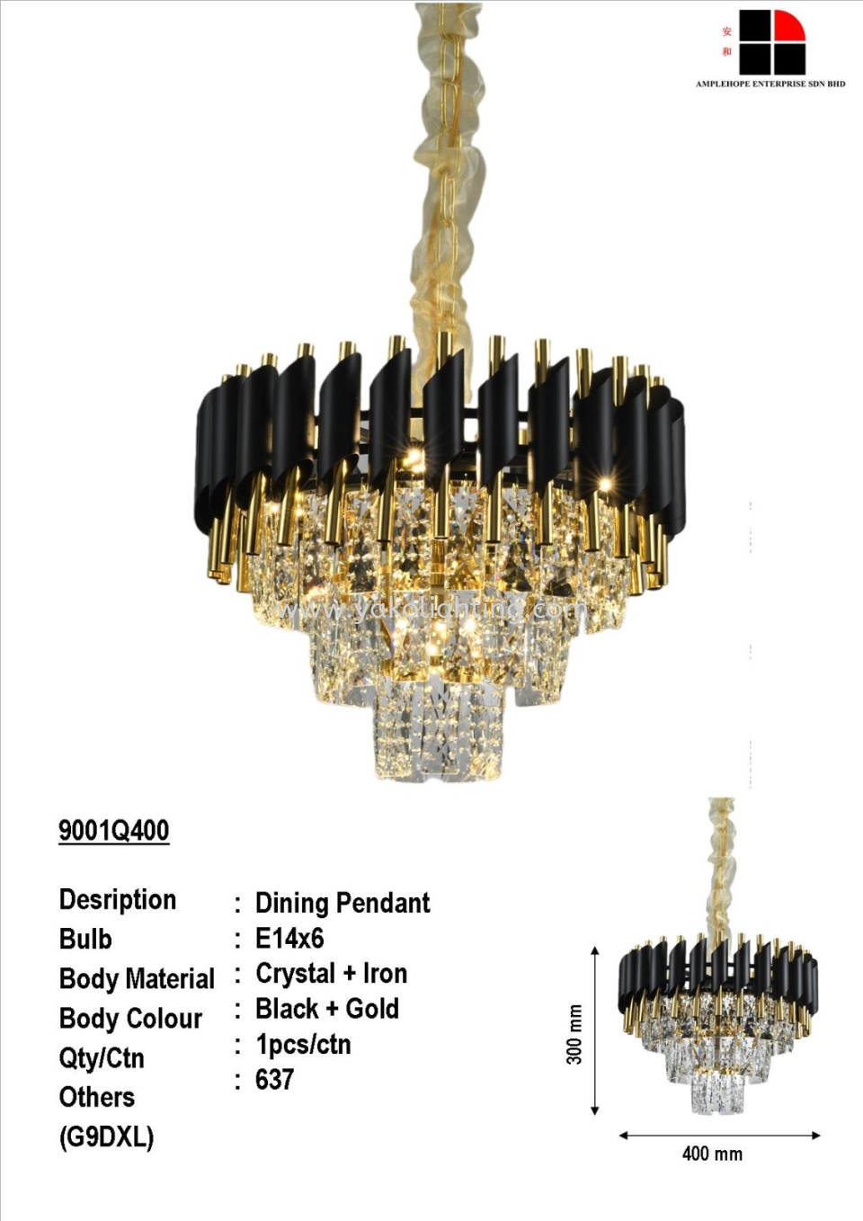 9001Q400 CRYSTAL PENDANT LIGHT 