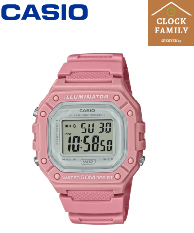 CASIO DIGITAL W-218HC-4A RESIN BAND WATCH