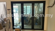 Heavy duty folding door ( powder coated black + 5mm green glass)  Heavy Duty Folding Doors 