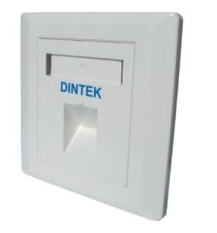 Dintek 1 Port UK Style Angled Wall Plate With Shutter