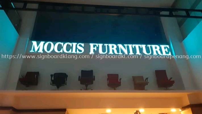 moccis furniture 3d led frontlit lettering indoor signage signboard at shah alam kepong putrajaya puchong damansara klang 