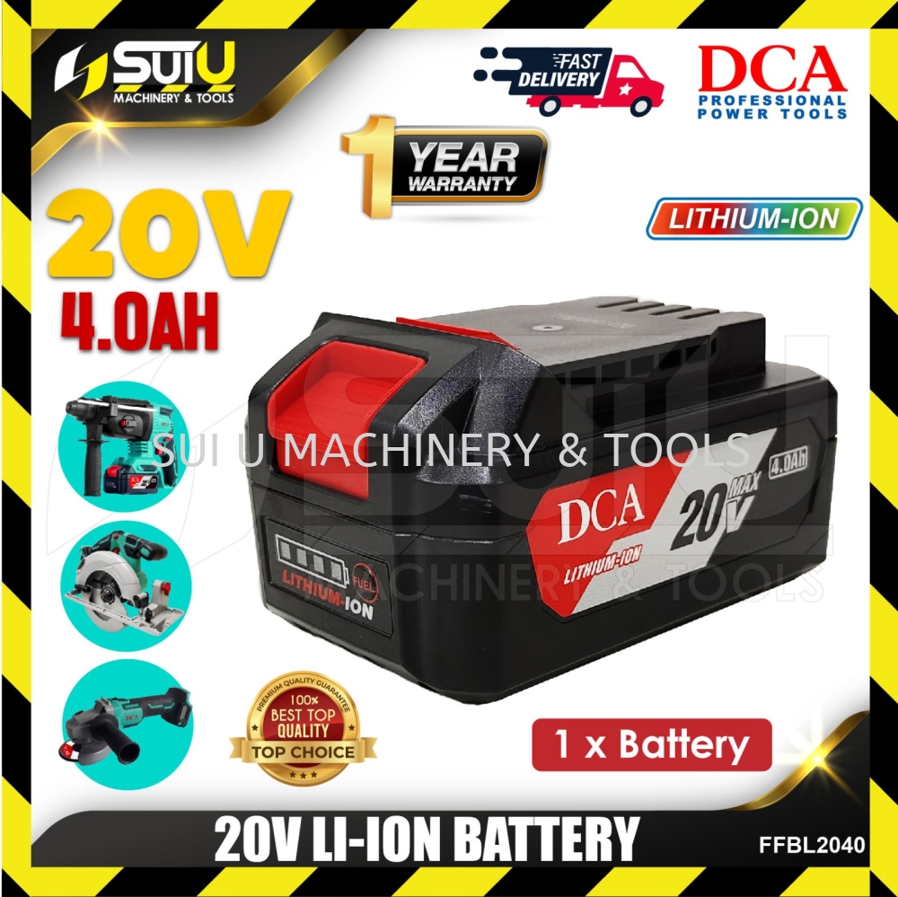 DCA FFBL2040 20V Li-ion Battery 4.0Ah + FFCL20-02 Charger (SOLO/SET)  Battery Charger Battery & Electrical Kuala Lumpur (KL), Malaysia, Selangor,  Setapak Supplier, Suppliers, Supply, Supplies | Sui U Machinery & Tools (M)