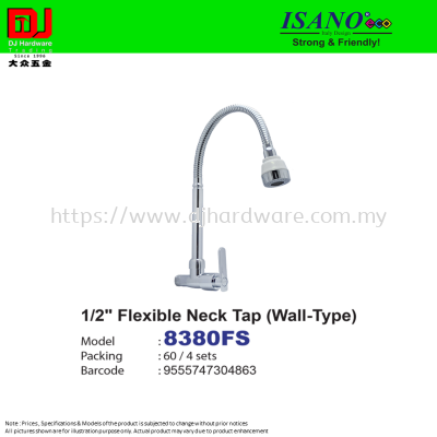 ISANO STRONG & FRIENDLY FLEXIBLE NECK TAP WALL TYPE 1-2'' 8380FS (CL)