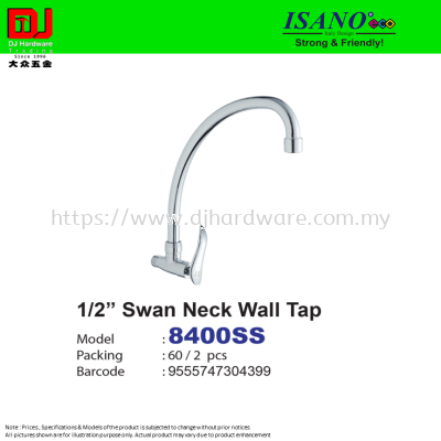 ISANO STRONG & FRIENDLY SWAN NECK WALL TAP 1-2'' 8400SS (CL)