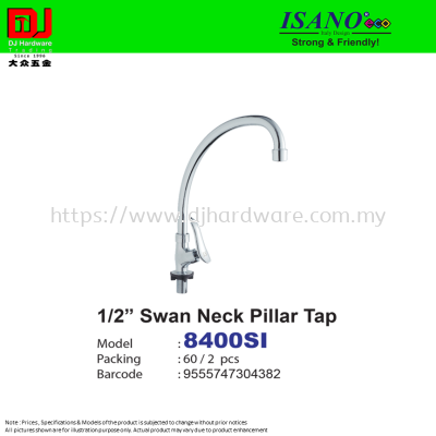 ISANO STRONG & FRIENDLY SWAN NECK PILLAR TAP 1-2'' 8400SI (CL)