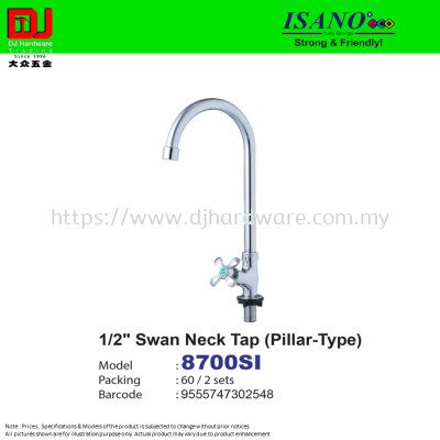 ISANO STRONG & FRIENDLY SWAN NECK TAP PILLAR TYPE 1-2'' 8700SI (CL)