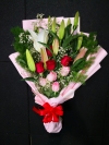 Lilymixed with Rose Bouquet HB1131 floristkl Lily & Rose Hand Bouquet