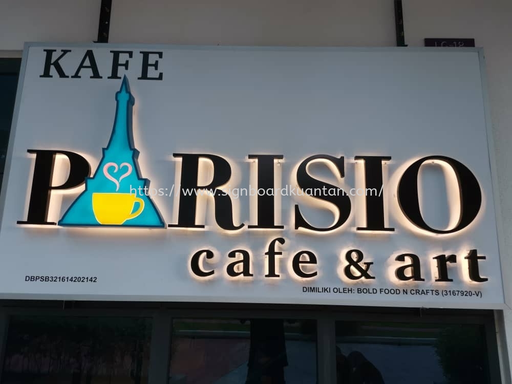 PARISIO CAFE OUTDOOR 3D LED FRONTLIT & BACKLIT SIGNAGE