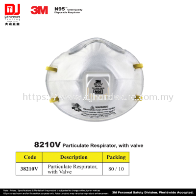 3M GOOD QUALITY DISPOSABLE RESPIRATOR 8210V PARTICULATE RESPIRATOR WITH VALVE 38210V (CL)