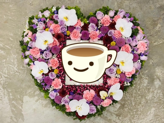 Premium flowers heart shape photo frame