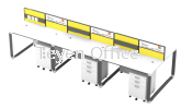 WORKSTATION OF 6 WITH MOBILE PEDESTAL 3 DRAWER CLUSTER 6 IN 1 DESKING SYSTEM