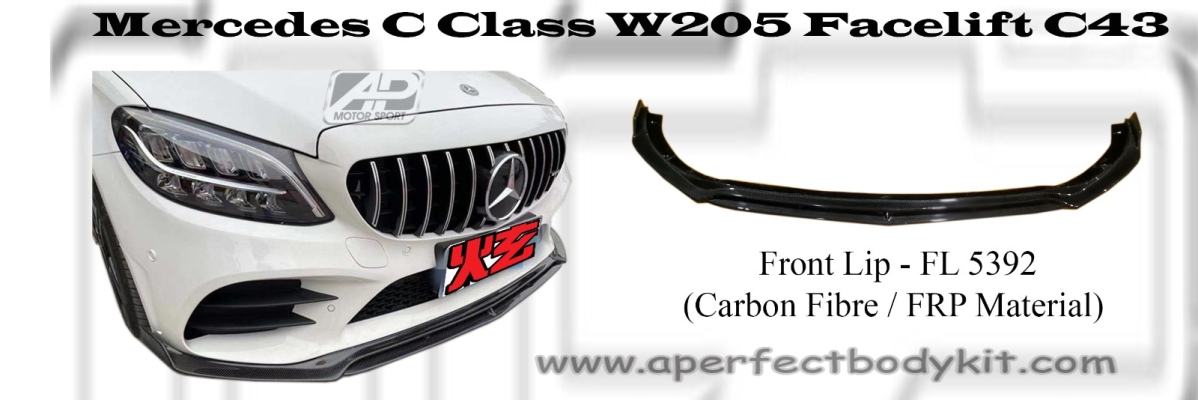 Mercedes C Class W205 Facelift C43 Front Lip (Carbon Fibre / FRP Material) 