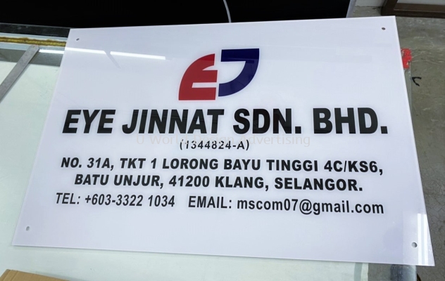 EYE JINNAT SDN BHD ACRYLIC SIGNAGE DISPLAY AT BANDAR BAYU TINGGI, KLANG, SELANGOR, MALAYSIA