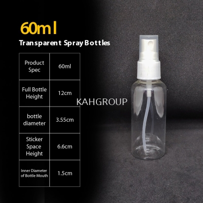 60ml Plastic Transparent Spray Bottles