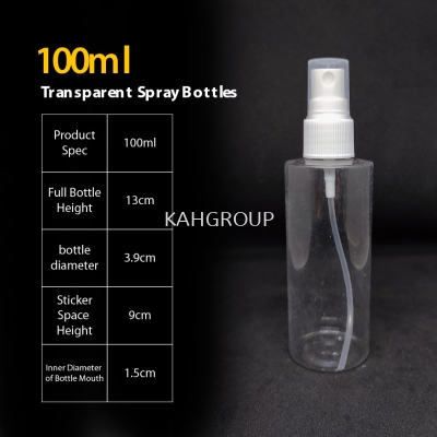 100ml Plastic Transparent Spray Bottles