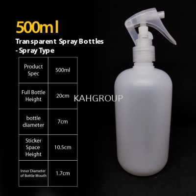 500ml Plastic Transparent Bottle - Spray Type