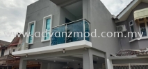 Stainless Steel Railing with 12mm Tempered Blue Glass  Stainless Steel Glass Railing