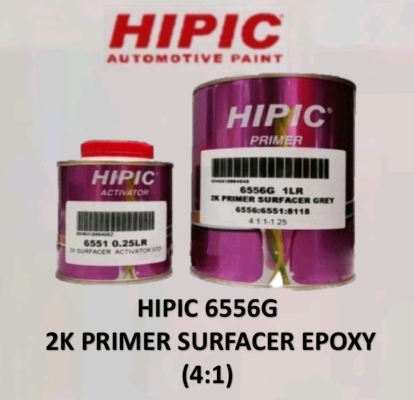 Hipic 6556G 2K Primer Surfacer Grey 1 Litre Set with Activator (4:1) 