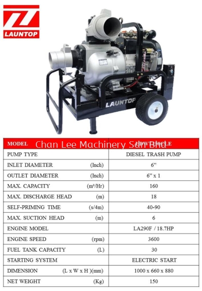 Launtop LDWT150CLE Trash Pump with Diesel Engine