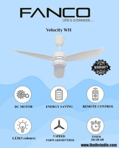 Fanco Velocity WH 36  46  52 CEILING FAN