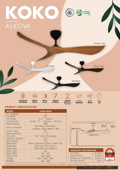 ALPHA Alkova KOKO 56 Inch CEILING FAN