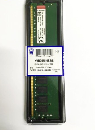 Kingston 4GB DDR4 2666Mhz CL19 Desktop Ram (KVR26N19S64)