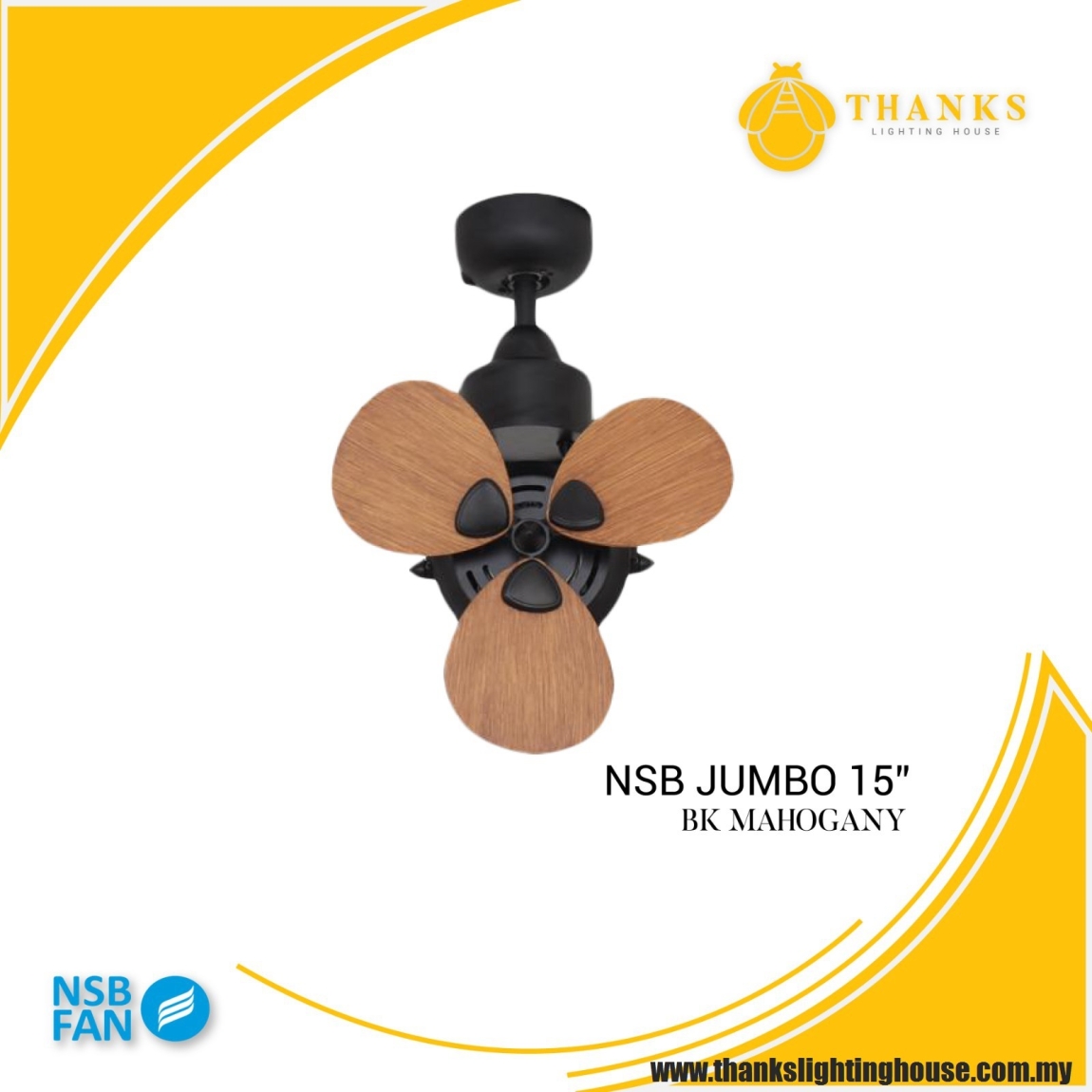 NSB JUMBO CORNER CEILING FAN WALL FAN Kipas Siling Baby NSB Kipas Siling Baby Carta Pilihan Warna Corak