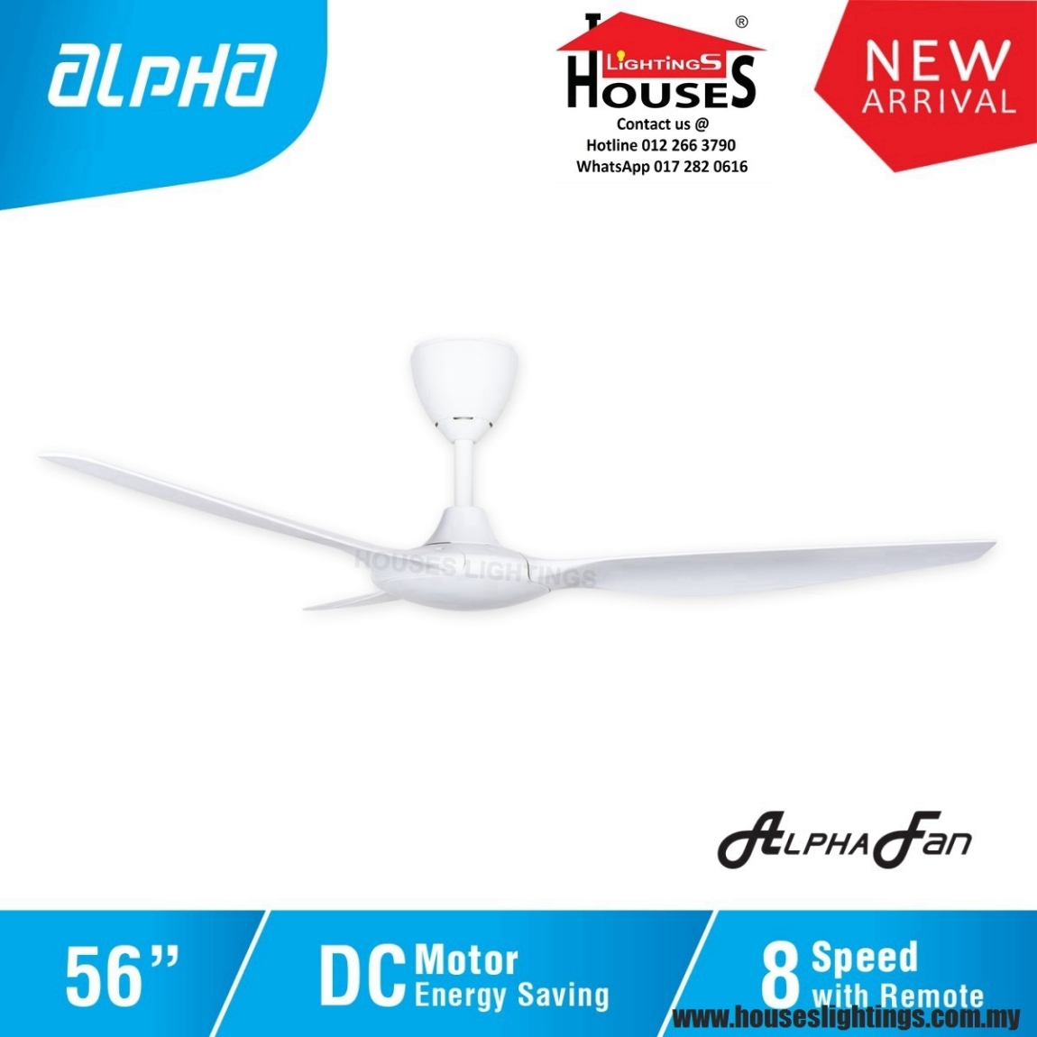 ALPHA  AlphaFan - AX60-3B-WH(56'') Alpha Ceiling Fan Fan & Fan Decoration Choose Sample / Pattern Chart