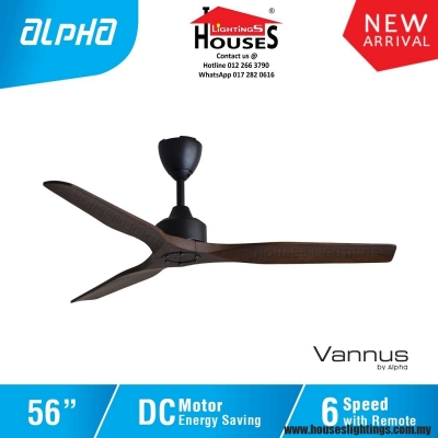 ALPHA Vannus - KS1 3B 56 Inch DC Motor Ceiling Fan with 3 Blades (6 Speed Remote)
