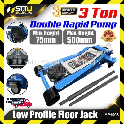 3 Ton Double Rapid Pump Low Profile Floor Jack (Blue)