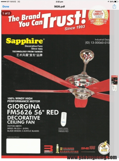 SAPPHIRE CEILING FAN CATALOG