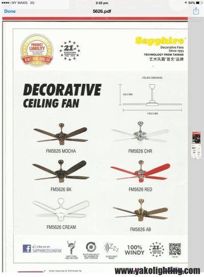 SAPPHIRE CEILING FAN CATALOG