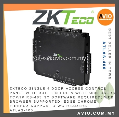 ZKTeco IP Base 4 Door Access Control Panel POE Wifi 5000 User TCP/IP RS485 No Software Required Web Base Edge ATLAS-400