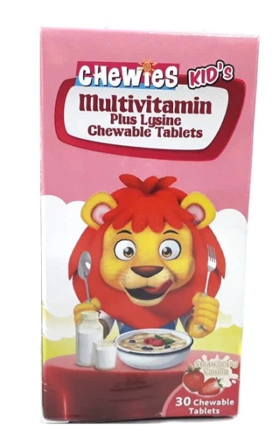 CHEWIES KIDS MV PLUS LYSINE TAB 30'S*96