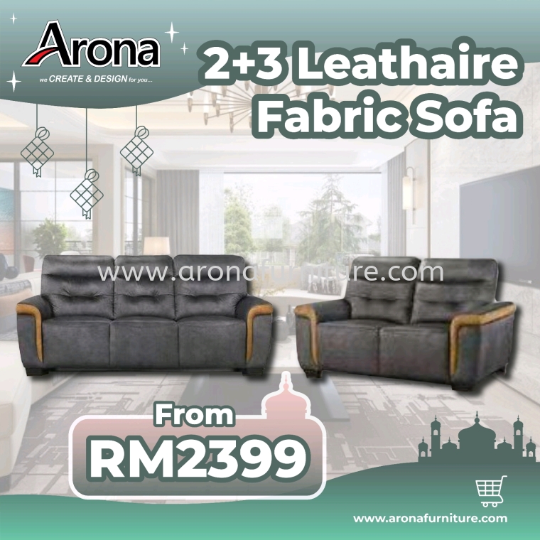 2+3 Leathaire fabric sofa