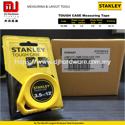 STANLEY MEASURING LAYOUT TOOLS TOUGH CASE MEASURING TAPE 3.5M 12FT 30268 (CL)