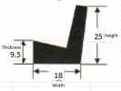 L D1201 - 9.5 X 18 X 25 L Shape Seals