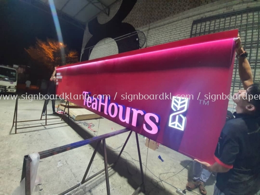 tea hours 3d led box up lettering and logo signage signboard at setia alam