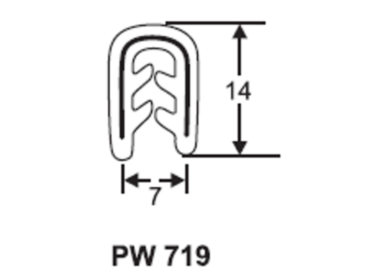 PW 719 - 14X7 PVC PINCHWELD EDGE TRIM (50M)