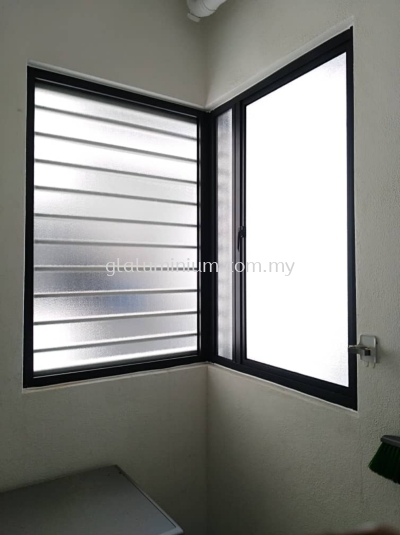 Casement window + fix glass ( p/c grey + Naco frosted glass) @Lakevilla Residence, Kepong 