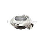 QWARE STAINLESS STEEL ROUND HYDRAULIC INDUCTION CHAFING DISH WITH GLASS LID 1060L 6L