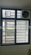 sliding windows 2 panel + Above fit ( powder coated Grey + Naco frosted glass) @Sausana Lumayan, permaisuri 2 Aluminium Sliding Windows