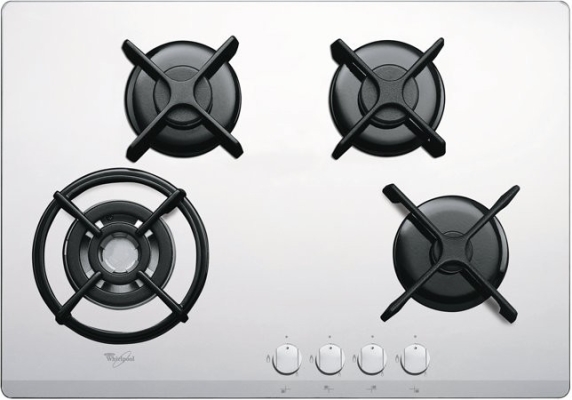 4 Burner Gas on Glass Hob in White AKT 466 WH