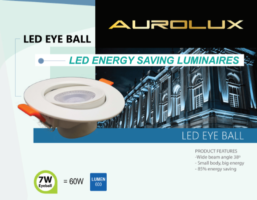 AUROLUX 7W LED EYEBALL 3000K