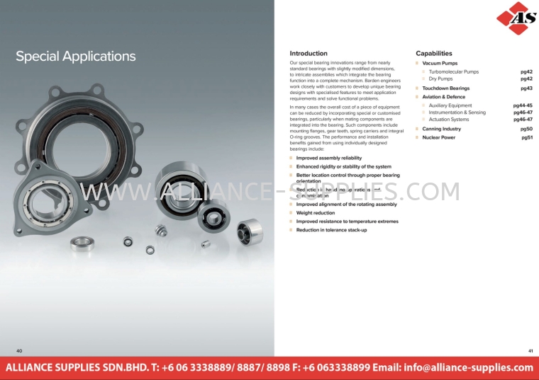 Special Applications BARDEN Bearings MRO CONSUMABLES / HARDWARE