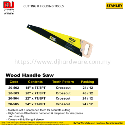 STANLEY CUTTING HOLDING TOOLS WOOD HANDLE SAW CROSSCUT HIGH CARBON STEEL BLADE HARDENED (CL)